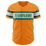 Personalized Bay Orange Baseball Jersey - Green and White Baseball Shirt 2 Personalized Bay Orange Kelly Green-White Baseball