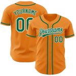 Personalized Bay Orange Green-White Baseball Jersey for Men & Women Personalized Bay Orange Kelly Green-White Baseball Jersey