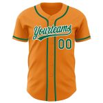 Personalized Bay Orange Green-White Baseball Jersey for Men & Women Personalized Bay Orange Kelly Green-White Baseball Jersey