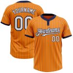Personalized Unisex Softball Jersey in Bay Orange Navy Pinstripe with Two Buttons Personalized Bay Orange Navy Pinstripe