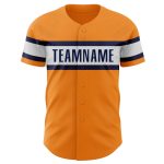 Personalized Authentic Baseball Jersey in Bay Orange Navy-White Personalized Bay Orange Navy-White Authentic Baseball Jersey