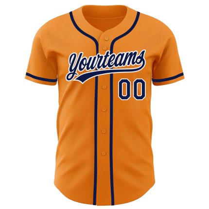Custom Authentic Baseball Jersey - Personalized Bay Orange Navy-White Team Name & Number Personalized Bay Orange Navy-White