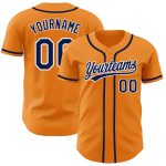 Personalized Orange Navy-White Baseball Jersey for Men and Women Personalized Bay Orange Navy-White Baseball Jersey