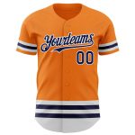 Personalized Orange Navy-White Line Baseball Jersey for Men and Women Personalized Bay Orange Navy-White Line Baseball Jersey