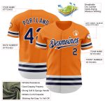 Personalized Orange Navy-White Line Baseball Jersey for Men and Women Personalized Bay Orange Navy-White Line Baseball Jersey