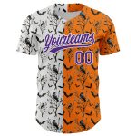 Personalized Halloween Baseball Jersey with Bay Orange Purple-White 3D Pattern Personalized Bay Orange Purple-White 3D Pattern
