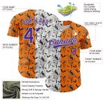 Personalized Halloween Baseball Jersey with Bay Orange Purple-White 3D Pattern Personalized Bay Orange Purple-White 3D Pattern