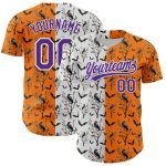 Personalized Halloween Baseball Jersey with Bay Orange Purple-White 3D Pattern Personalized Bay Orange Purple-White 3D Pattern