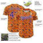 Personalized Halloween 3D Pattern Baseball Jersey Custom Name & Number - Bay Orange Purple-White Team Personalized Bay Orange