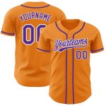 Custom Name and Number Authentic Baseball Jersey - Personalized Bay Orange Purple-White Team Jersey Personalized Bay Orange