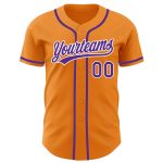 Custom Name and Number Authentic Baseball Jersey - Personalized Bay Orange Purple-White Team Jersey Personalized Bay Orange