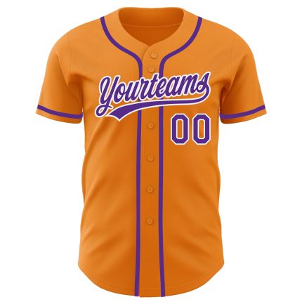 Custom Bay Orange Purple White Baseball Jersey for Men and Women Personalized Bay Orange Purple-White Baseball Jersey