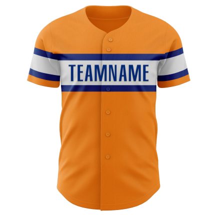Custom Bay Orange Royal-White Baseball Jersey for Adults and Kids, Personalized Team Apparel Personalized Bay Orange Royal-White