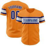 Custom Bay Orange Royal-White Baseball Jersey for Adults and Kids, Personalized Team Apparel Personalized Bay Orange Royal-White