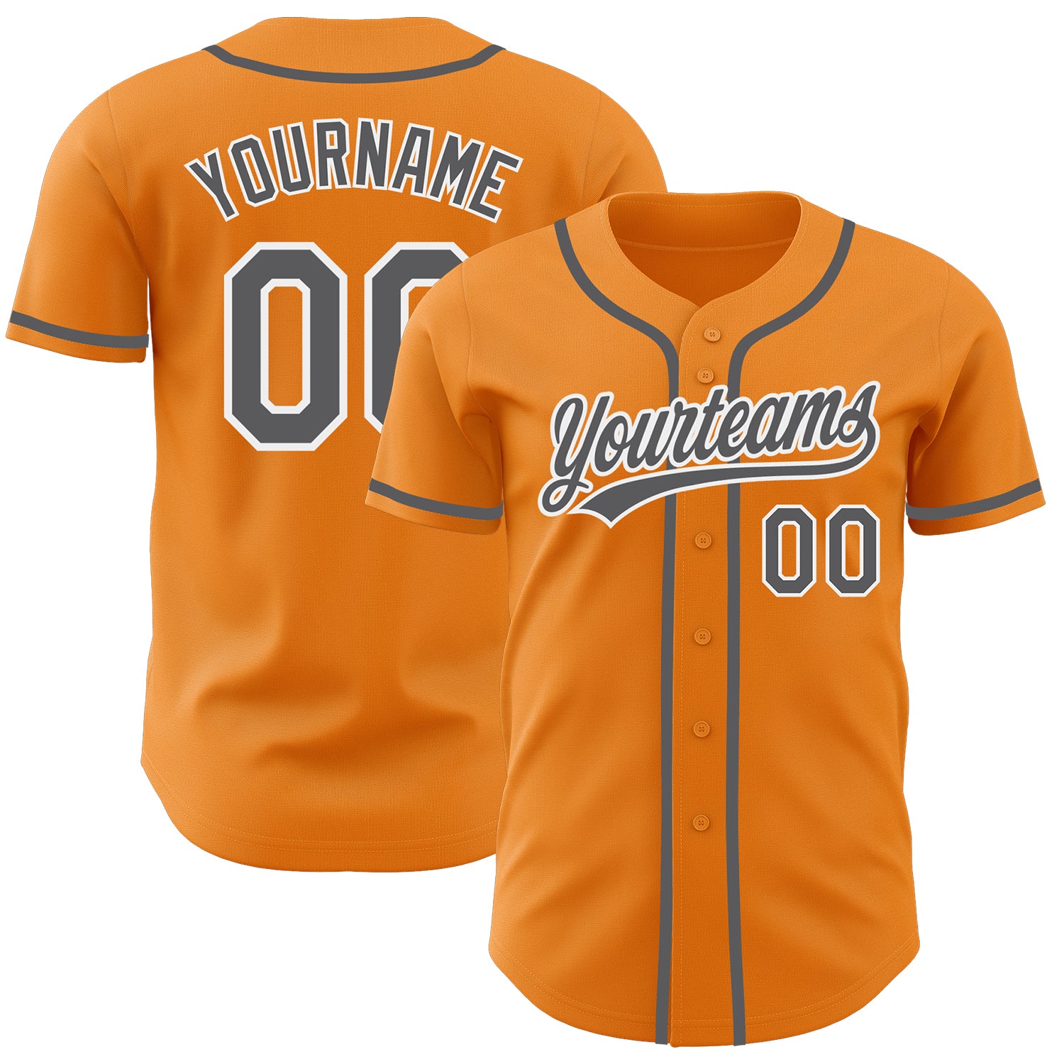 Personalized Baseball Jersey Custom Team Name and Number - Bay Orange Steel Gray-White Authentic Design Personalized Bay