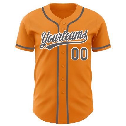 Personalized Steel Gray-White Bay Orange Baseball Jersey for Men and Women Personalized Bay Orange Steel Gray-White Baseball