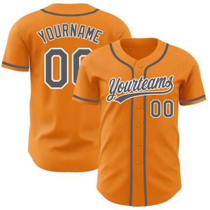Personalized Steel Gray-White Bay Orange Baseball Jersey for Men and Women Personalized Bay Orange Steel Gray-White Baseball