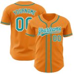 Custom Name and Number Personalized Bay Orange Teal-White Baseball Jersey - Authentic Team Apparel Personalized Bay Orange