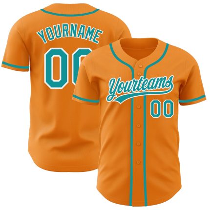 Custom Bay Orange Teal White Baseball Jersey - Personalized Sports Apparel Personalized Bay Orange Teal-White Baseball Jersey
