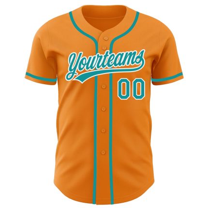Custom Bay Orange Teal White Baseball Jersey - Personalized Sports Apparel Personalized Bay Orange Teal-White Baseball Jersey