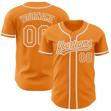 Personalized Orange White Gray Baseball Jersey for Men and Women - Custom Team Apparel Personalized Bay Orange White-Gray