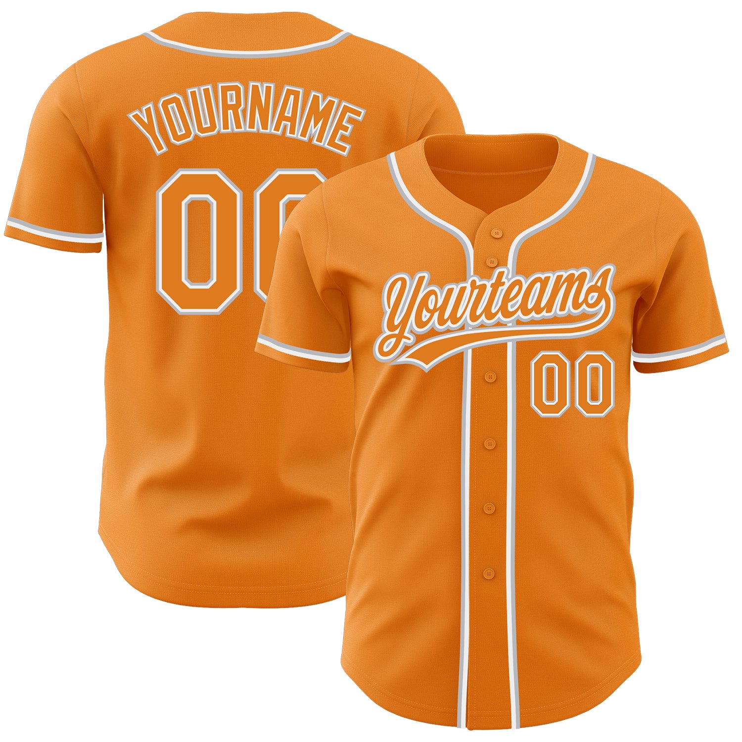 Personalized Orange White Gray Baseball Jersey for Men and Women - Custom Team Apparel Personalized Bay Orange White-Gray