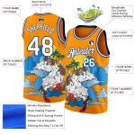 Personalized 3D Tropical Beach Basketball Jersey with Bay Orange White-Royal Palm Trees Personalized Bay Orange White-Royal
