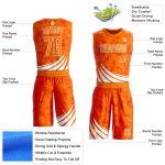 Custom Basketball Jersey with Personalized Name and Number, Sublimation Design, Bay Orange and White Wind Shapes, Round Neck