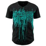 Personalized Black Aqua 3D Splatter Art Baseball Jersey for Unique Style Personalized Black Aqua 3D Dripping Splatter Art
