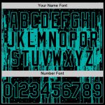 Custom Name and Number Baseball Jersey - Personalized Black Aqua 3D Dripping Splatter Art Design Personalized Black Aqua