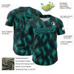 Custom Name and Number Authentic Baseball Jersey, Personalized Black Aqua 3D Pattern Design with Halftone Dots Personalized