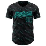 Personalized Custom Name & Number Black Aqua 3D Pattern Baseball Jersey - Authentic Slant Lines Team Design Personalized