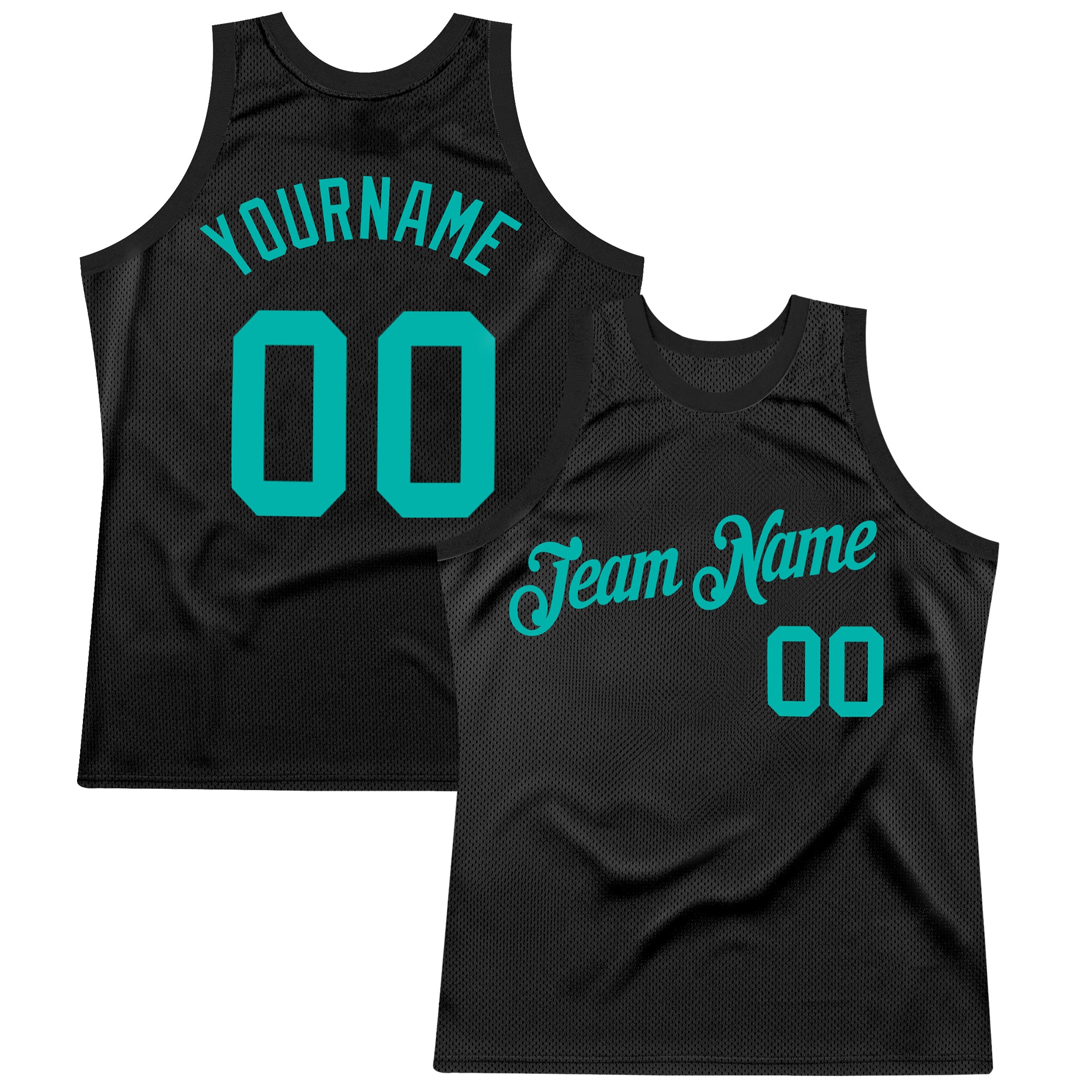 Custom Black Aqua Basketball Jersey with Authentic Throwback Design - Personalized Team Name and Number Personalized Black