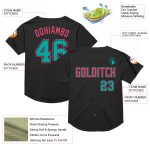 Personalized Black Aqua Neon Pink Mesh Baseball Jersey for Throwback Style Personalized Black Aqua-Neon Pink Mesh Throwback