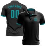 Personalized Aqua Black Golf Polo Shirt for Performance, Customizable Sportswear Personalized Black Aqua Performance Golf
