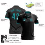 Personalized Aqua Black Golf Polo Shirt for Performance, Customizable Sportswear Personalized Black Aqua Performance Golf