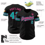 Custom Black Aqua-Pink Authentic Baseball Jersey with Personalized Name and Number Personalized Black Aqua-Pink Authentic