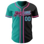 Custom Name Number Personalized Gradient Baseball Jersey Black Aqua Pink Personalized Black Aqua-Pink Authentic Gradient