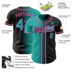 Custom Name Number Personalized Gradient Baseball Jersey Black Aqua Pink Personalized Black Aqua-Pink Authentic Gradient