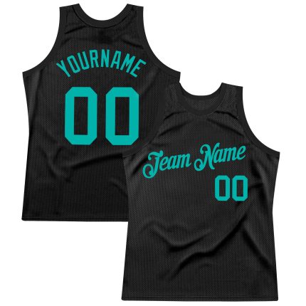 Custom Black Aqua Basketball Jersey - Personalized Throwback Sports Apparel Personalized Black Aqua Throwback Basketball