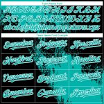 Custom Name and Number 3D Pattern Baseball Jersey - Black Aqua-White Abstract Brush Stroke Design Personalized Black Aqua-White