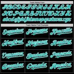 Custom Team Name Number Bomber Hoodie Jacket Personalized Black Aqua White Full-Snap Varsity Letterman Personalized Black