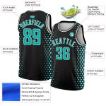 Personalized Black Aqua White Basketball Jersey - Halftone City Edition Personalized Black Aqua-White Halftone City Edition