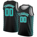 Personalized Black Aqua White Basketball Jersey - Halftone City Edition Personalized Black Aqua-White Halftone City Edition
