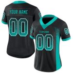 Personalized Black Aqua White Drift Fashion Football Jersey for Men Personalized Black Aqua-White Mesh Drift Fashion Football