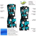 Personalized Black Basketball Jersey Aqua-White Round Neck Sublimation Suit Personalized Black Aqua-White Round Neck Sublimation