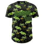 Personalized Black Green 3D Crocodile Tropical Hawaii Palm Trees Baseball Jersey Personalized Black Aurora Green 3D Crocodile