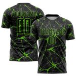 Personalized Sublimation Soccer Jersey - Black Aurora Green Uniform Personalized Black Aurora Green Sublimation Soccer Uniform