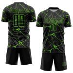 Custom Name and Number Soccer Jersey - Personalized Black Aurora Green Sublimation Team Uniform Personalized Black Aurora