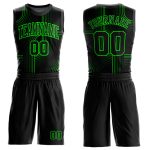 Personalized Black Aurora Green Basketball Jersey Round Neck Sublimation Suit Personalized Black Aurora Green Tracks Round